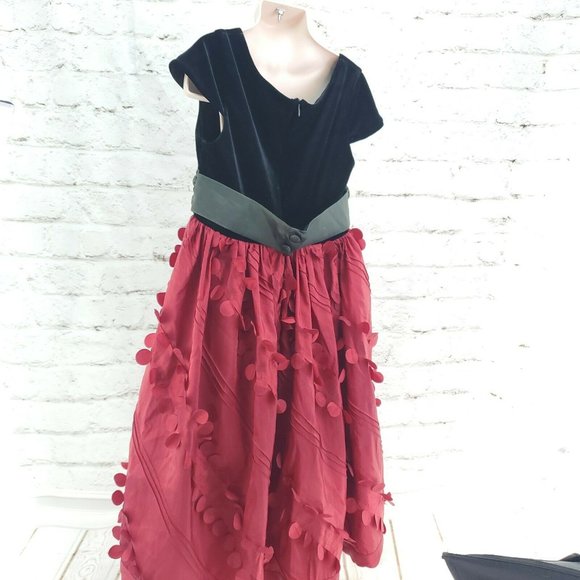 Iris And Ivy Girls Red Black Cap Sleeve Round Neck Ruffled A Line Dress … - Picture 2 of 15